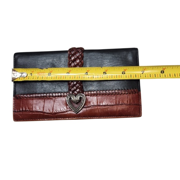 Vintage Brighton Wallet/Clutch Bi-fold, Brown and Black with Heart Clasp - Picture 5 of 9